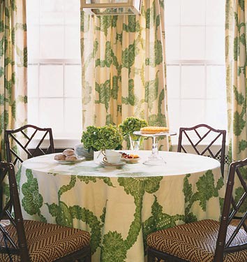 matched curtian and tablecloth