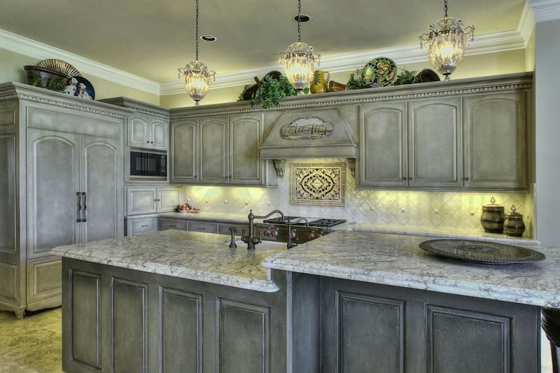Grey Distressed Kitchen Cabinets